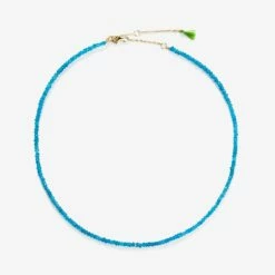 Best Pirce 😉 SHOP SHASHI Aisha Necklace, Neon Blue Apatite 🤩 -S H A S H I Shop Aisha Necklace Wrap Neon Blue Apatite full
