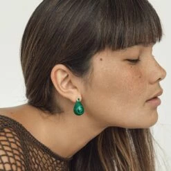 Best Pirce 😍 SHOP SHASHI Malachite Drop Earring 🎁 -S H A S H I Shop malachite earring model 2